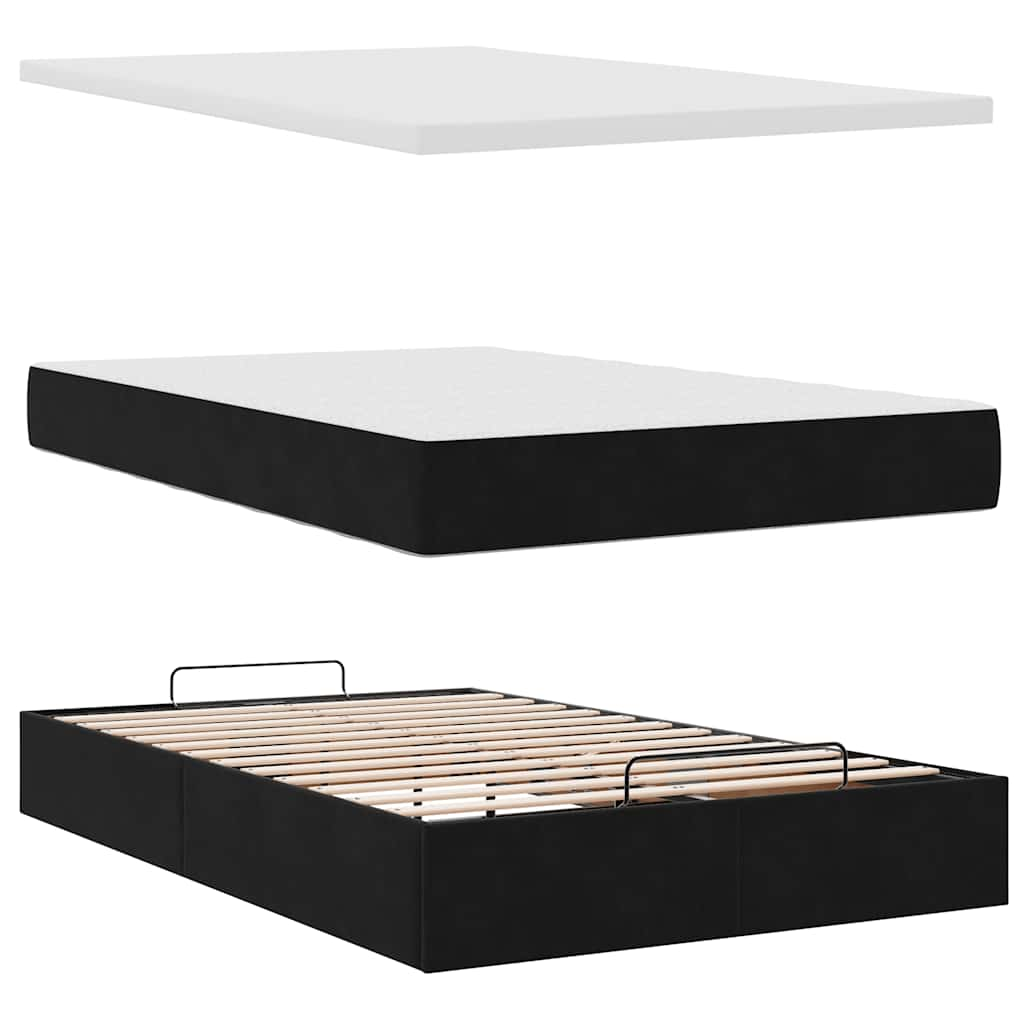 vidaXL Estructura de cama otomana colchón terciopelo negro