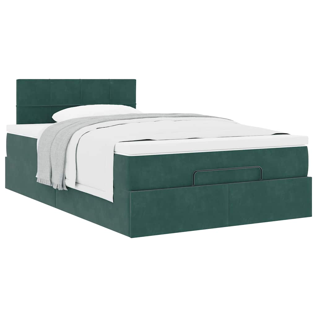 vidaXL Estructura de cama otomana colchón terciopelo verde oscuro