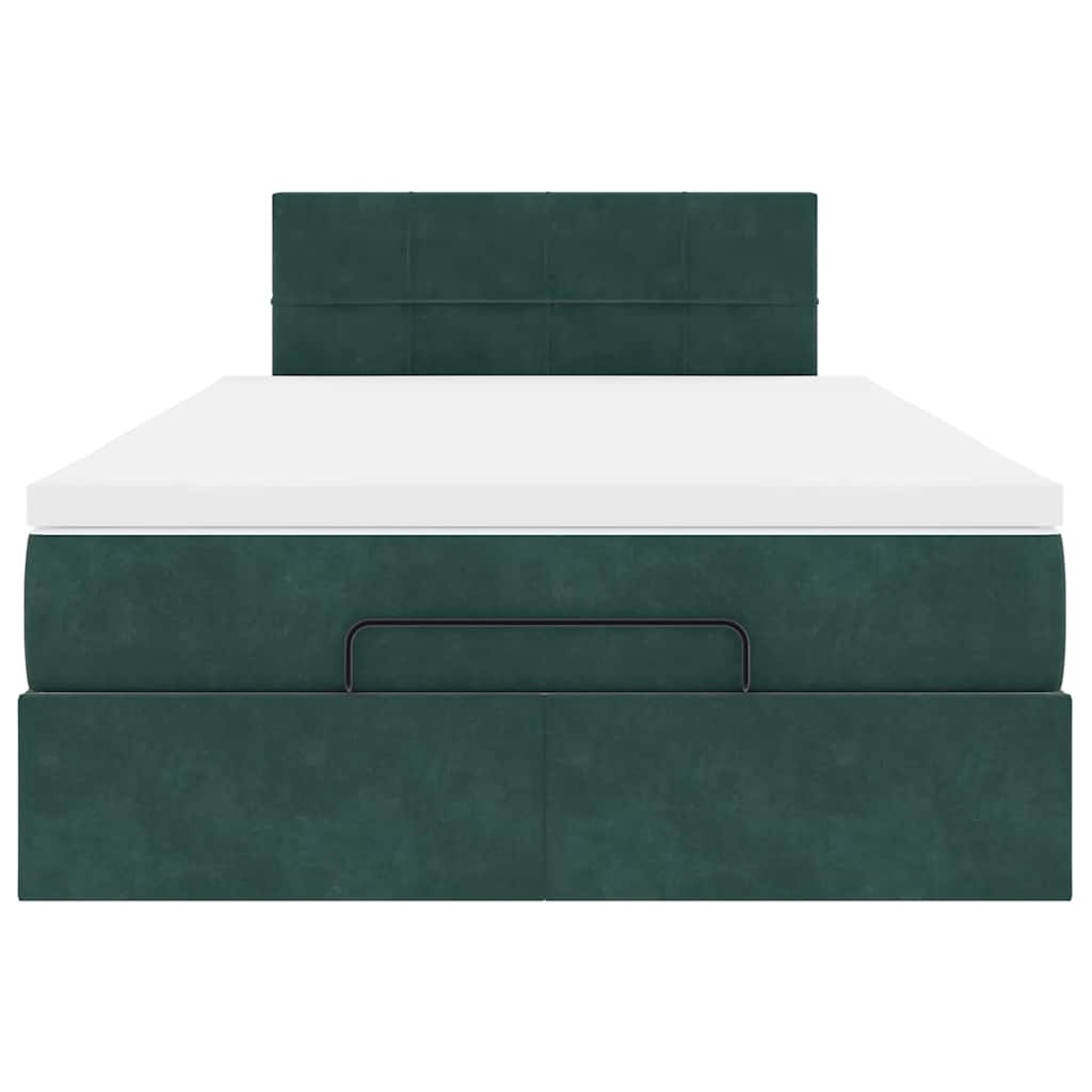 vidaXL Estructura de cama otomana colchón terciopelo verde oscuro