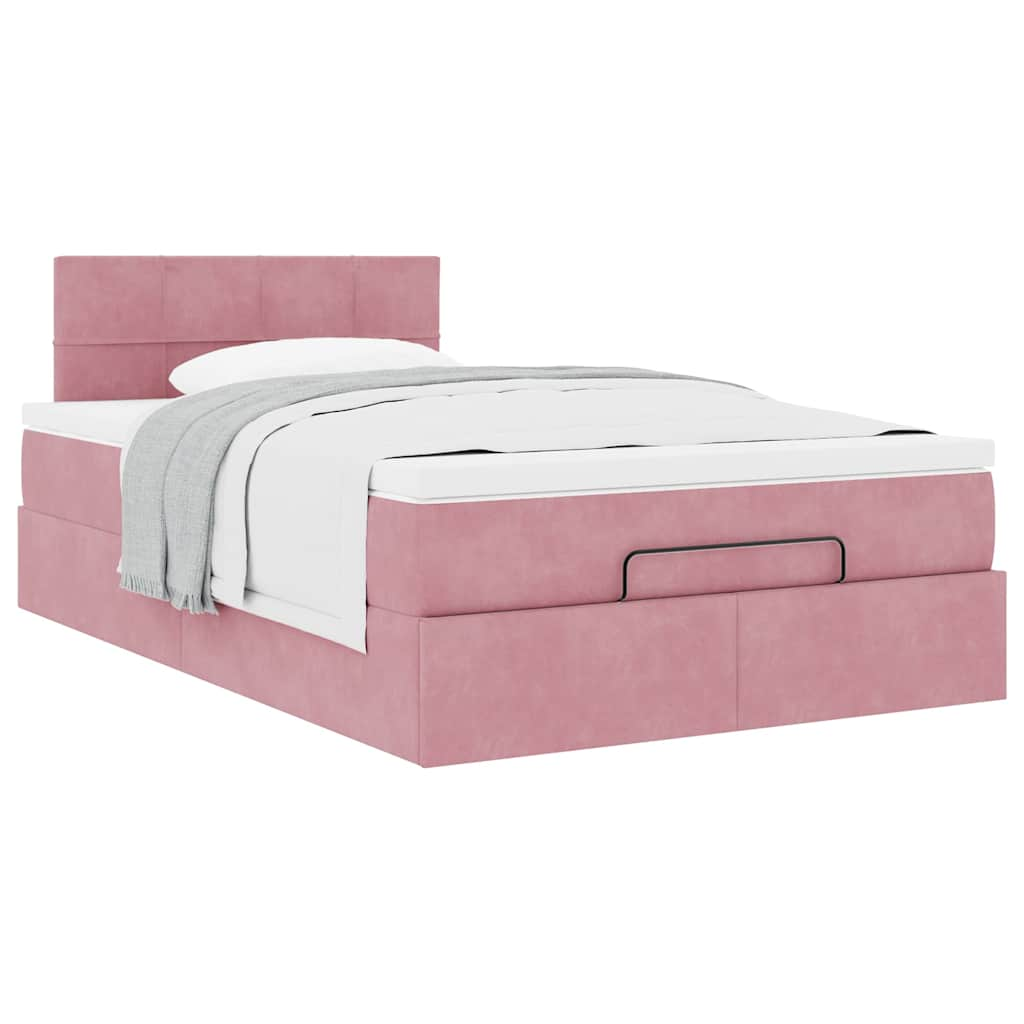 vidaXL Estructura cama otomana con colchón terciopelo rosa 120x190 cm