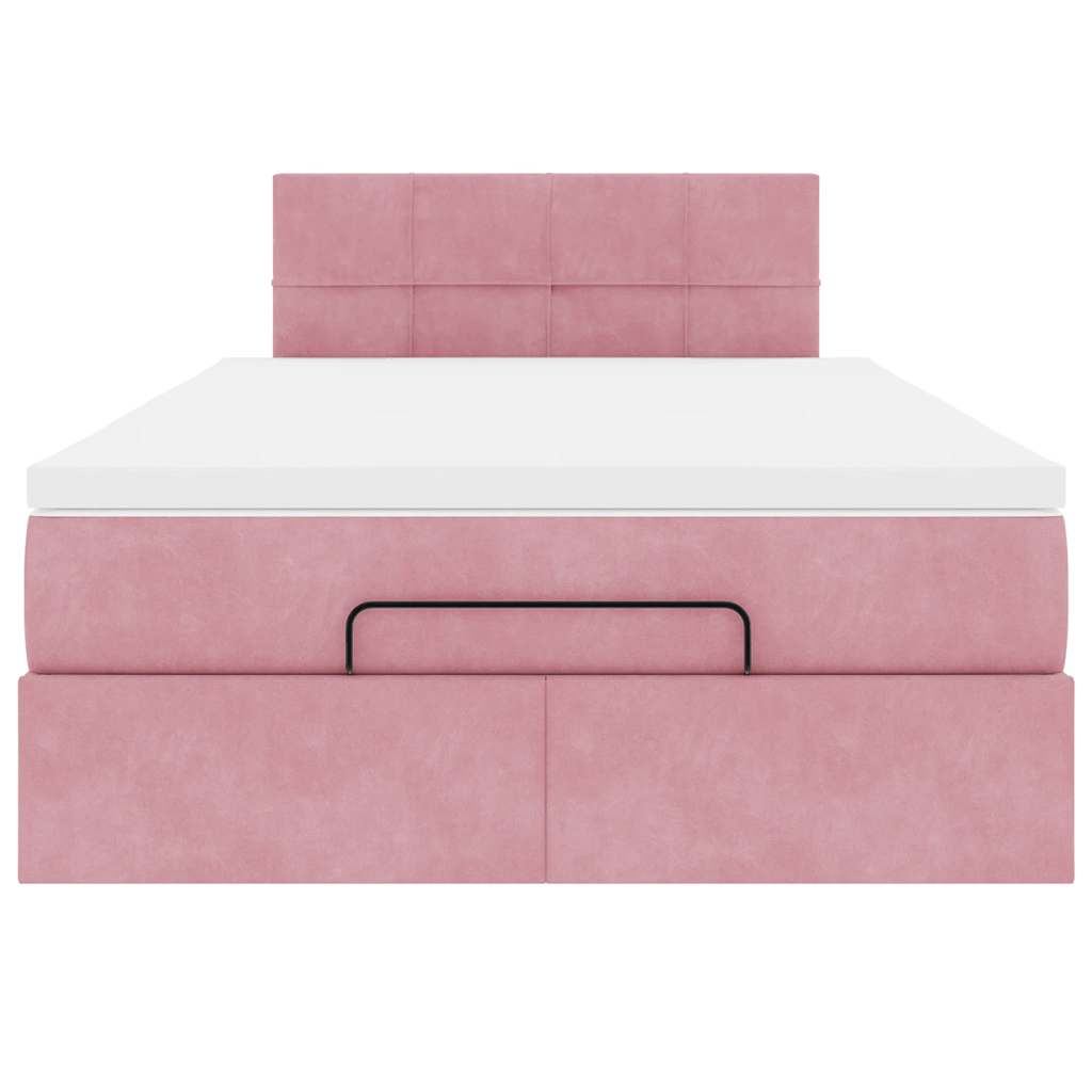 vidaXL Estructura cama otomana con colchón terciopelo rosa 120x190 cm