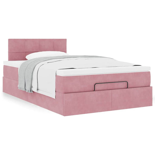 vidaXL Estructura cama otomana con colchón terciopelo rosa 120x190 cm