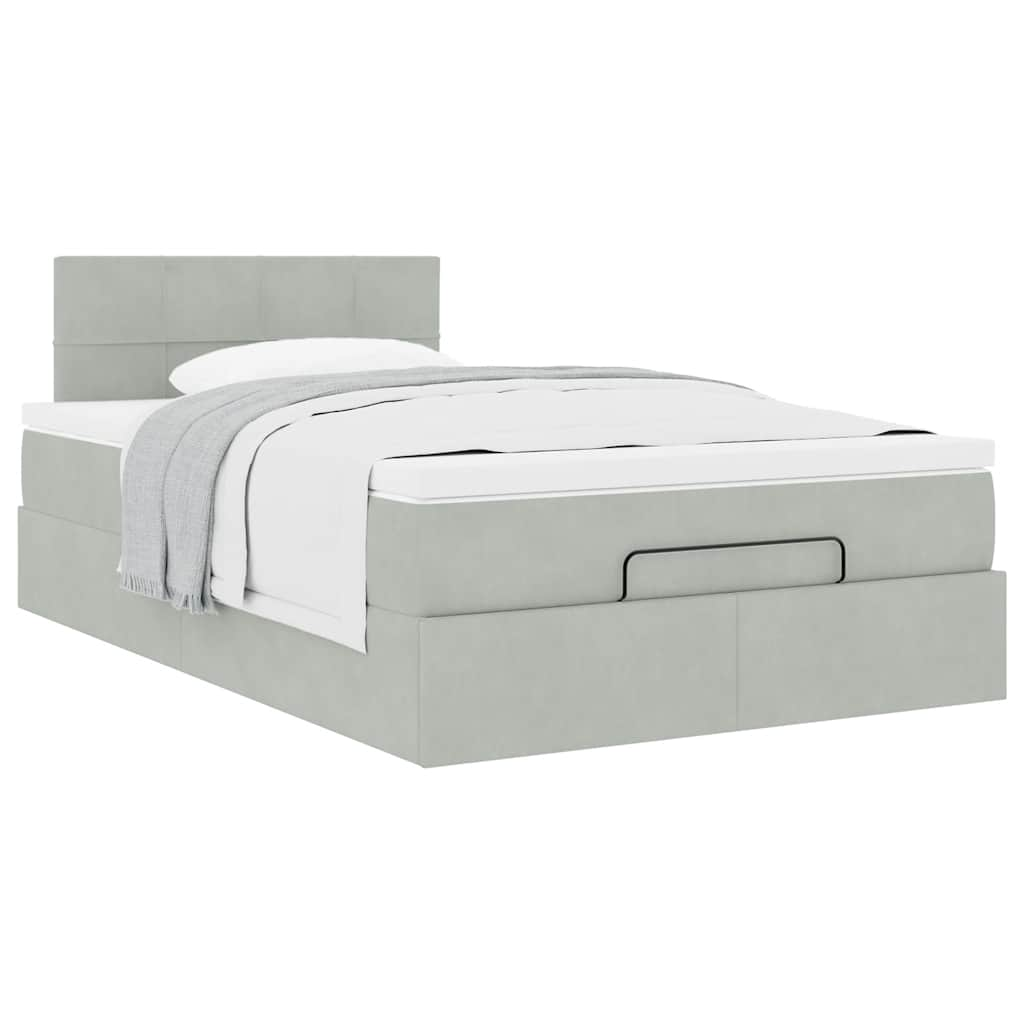 vidaXL Estructura cama otomana colchón terciopelo gris claro 120x200cm