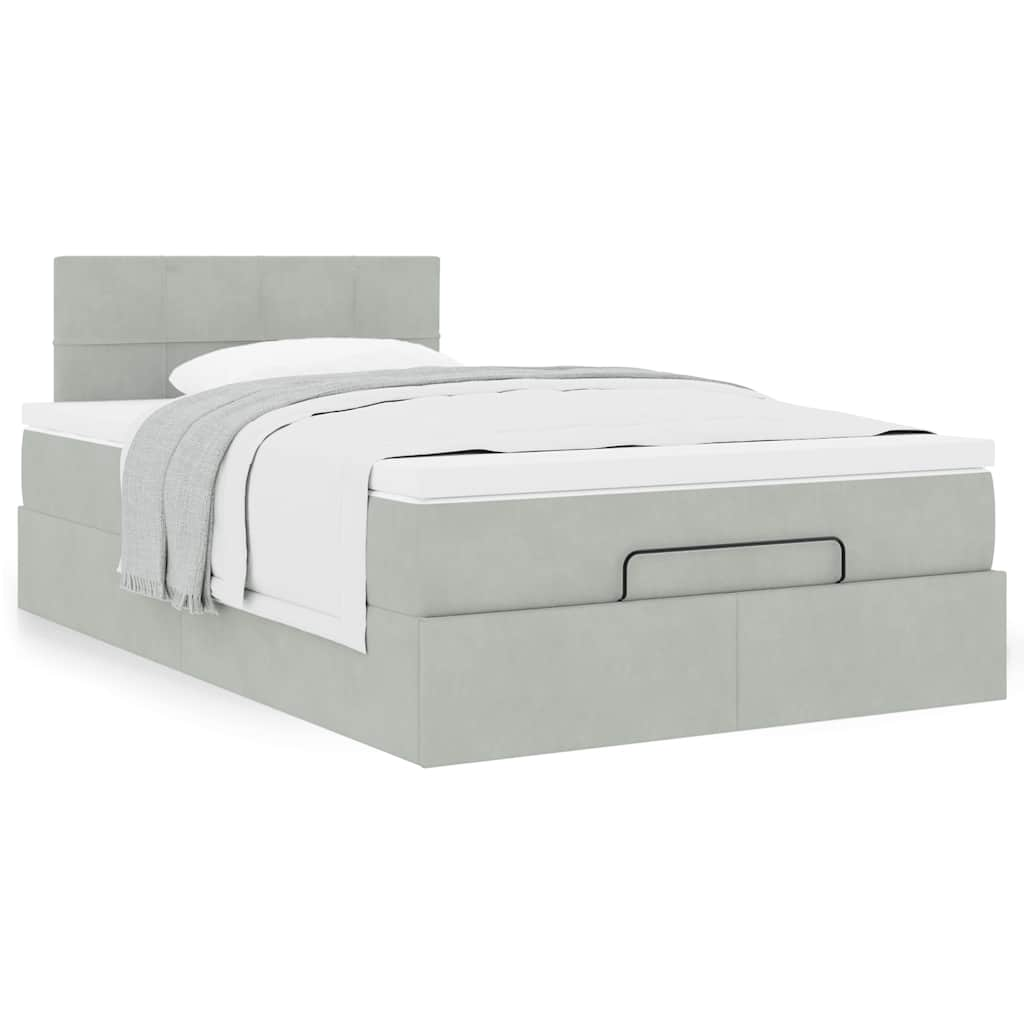 vidaXL Estructura cama otomana colchón terciopelo gris claro 120x200cm