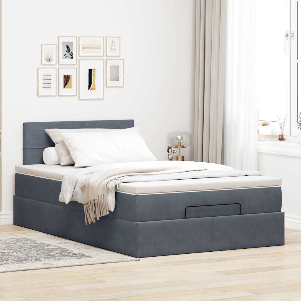 vidaXL Estructura cama otomana colchón terciopelo gris oscuro