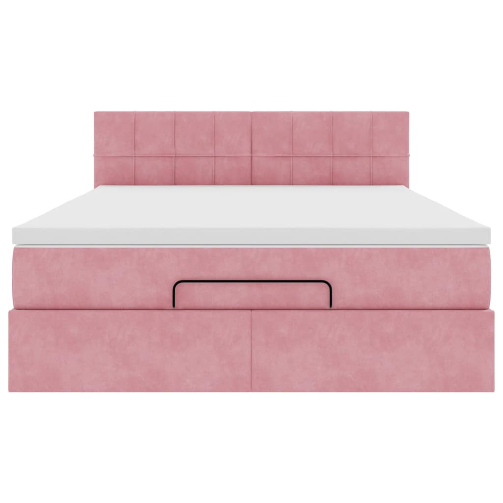 vidaXL Estructura cama otomana colchón terciopelo rosa 140x200cm