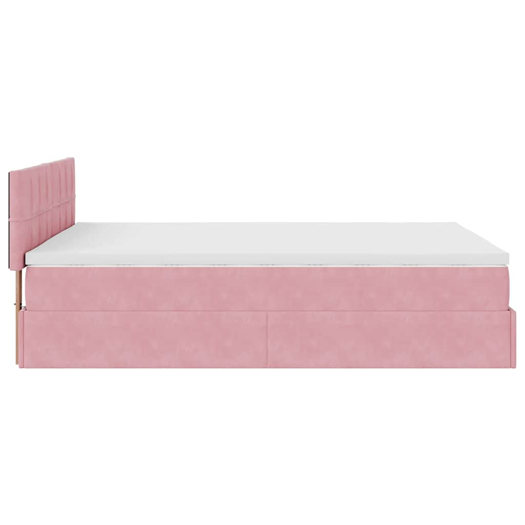 vidaXL Estructura cama otomana colchón terciopelo rosa 140x200cm