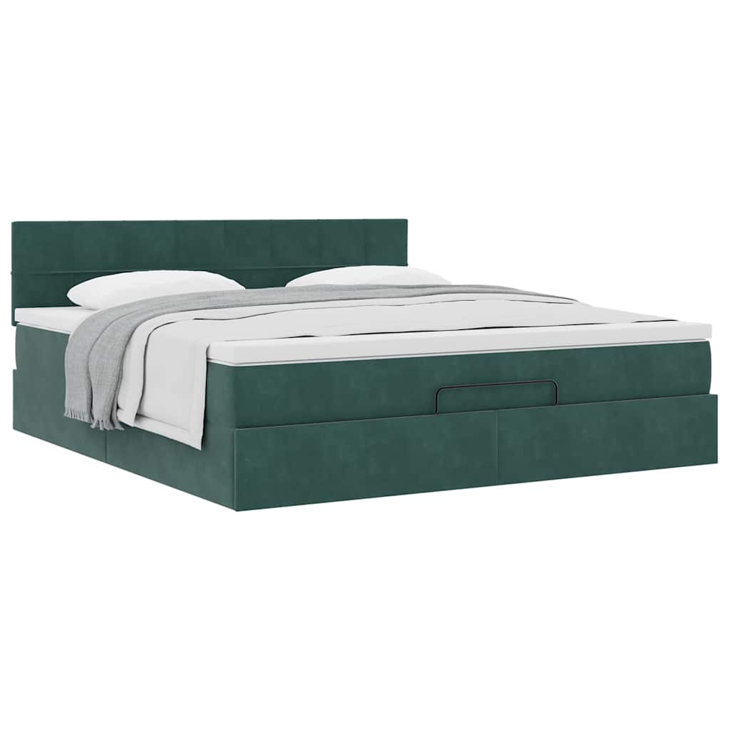 vidaXL Estructura de cama otomana con colchón verde oscuro 180x200 cm