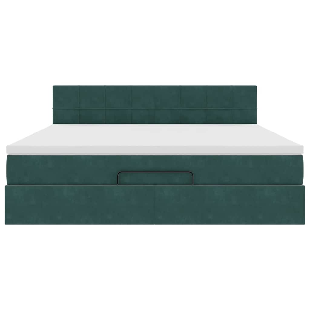 vidaXL Estructura de cama otomana con colchón verde oscuro 180x200 cm