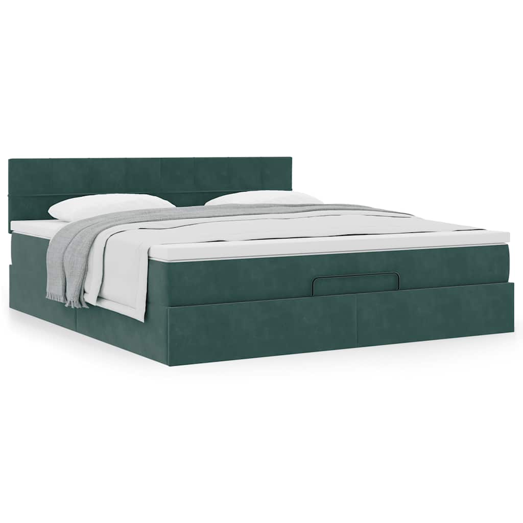 vidaXL Estructura de cama otomana con colchón verde oscuro 180x200 cm