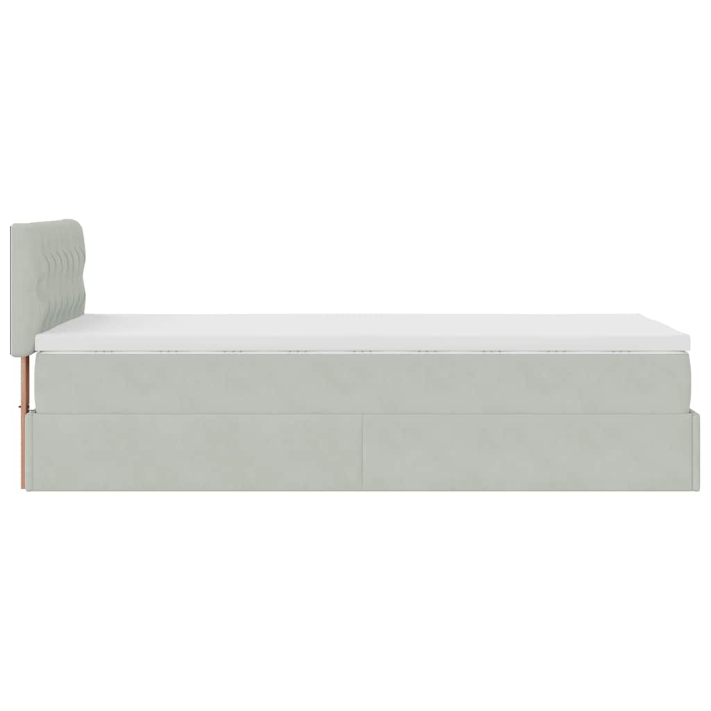 vidaXL Estructura cama otomana colchón terciopelo gris claro 80x200cm