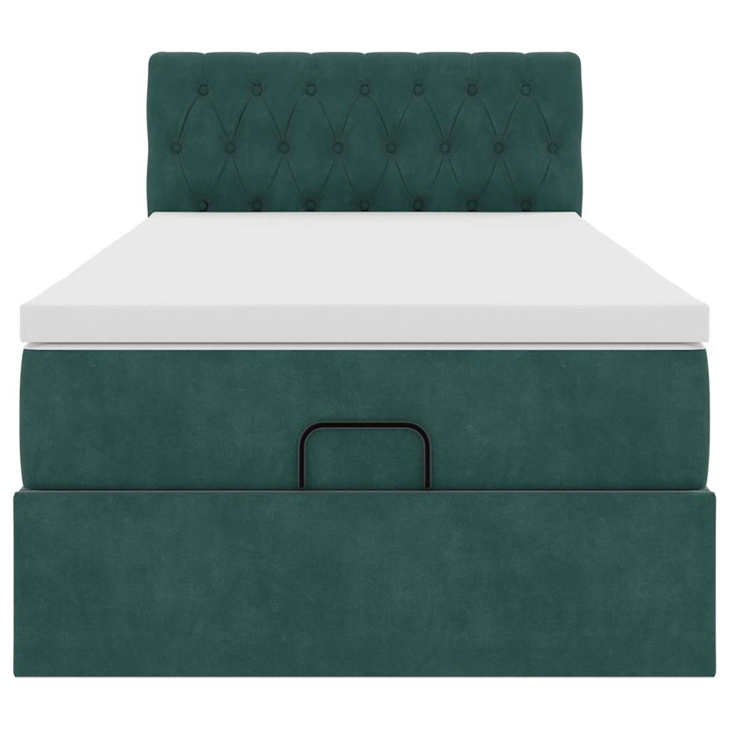 vidaXL Estructura de cama otomana con colchón terciopelo verde oscuro