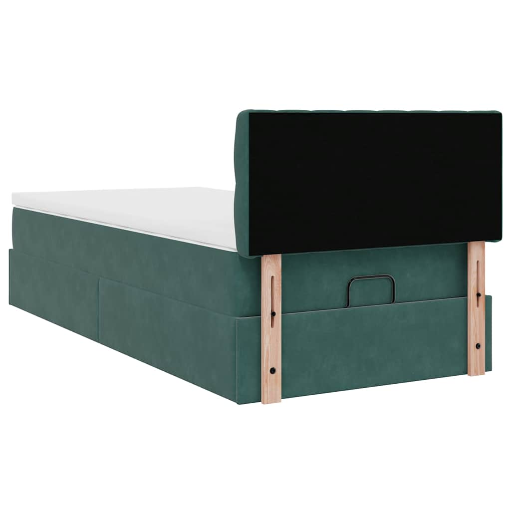 vidaXL Estructura de cama otomana con colchón terciopelo verde oscuro