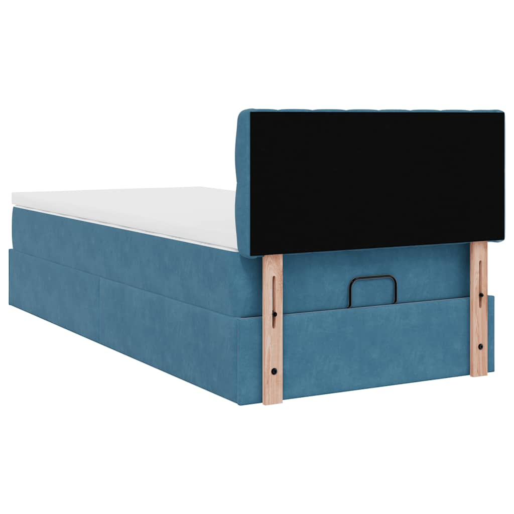 vidaXL Estructura cama otomana colchón terciopelo azul oscuro