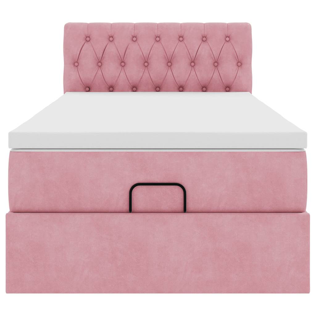 vidaXL Estructura cama otomana colchón terciopelo rosa 80x200cm