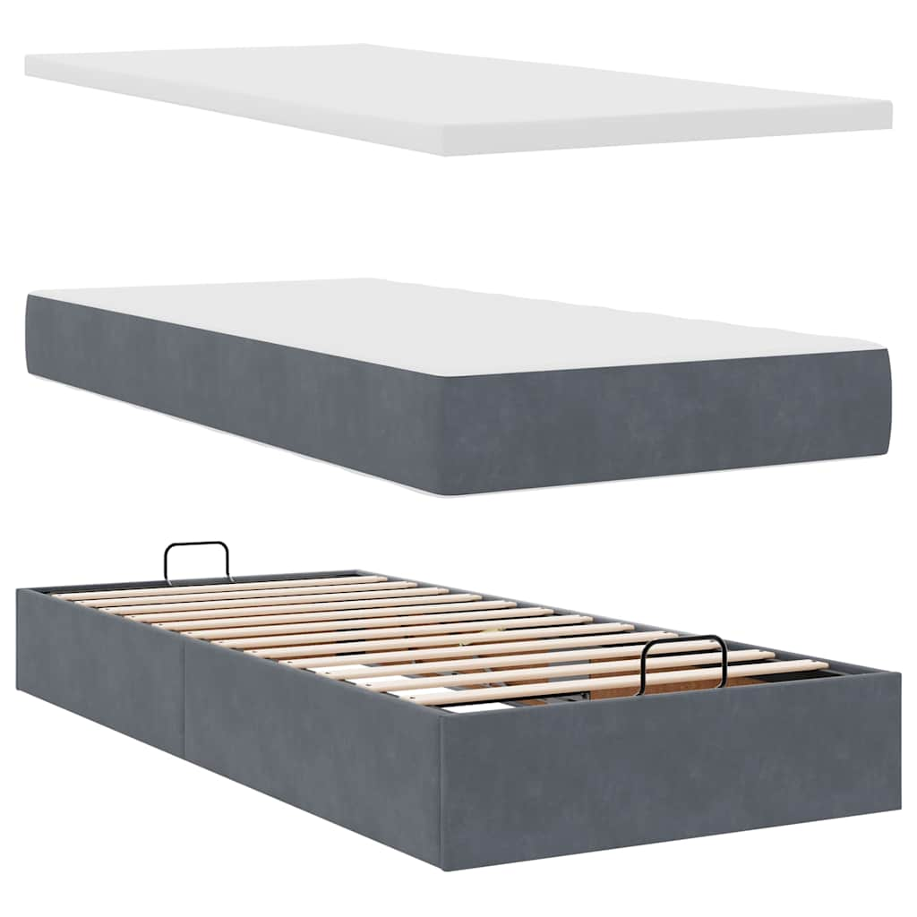 vidaXL Estructura cama otomana colchón terciopelo gris oscuro 90x190cm