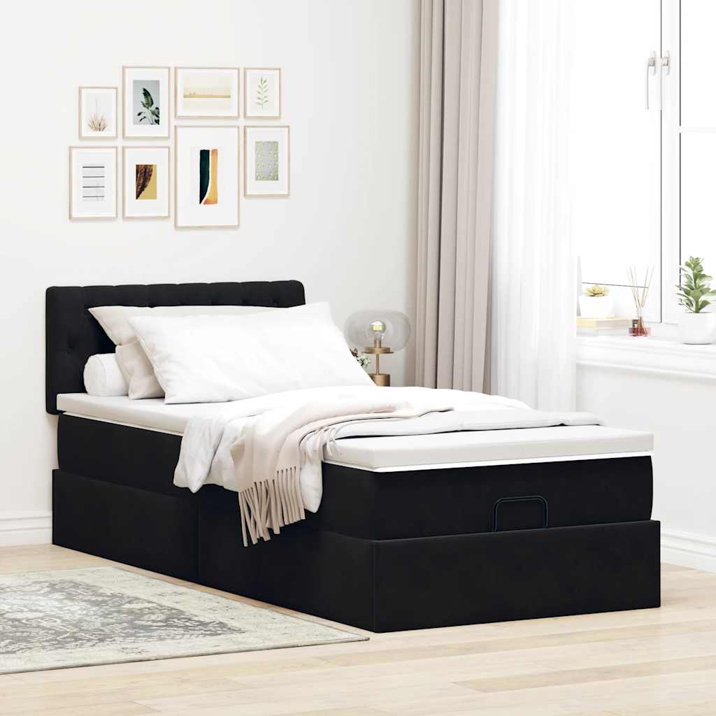 vidaXL Estructura cama otomana colchón terciopelo negra 90x190 cm