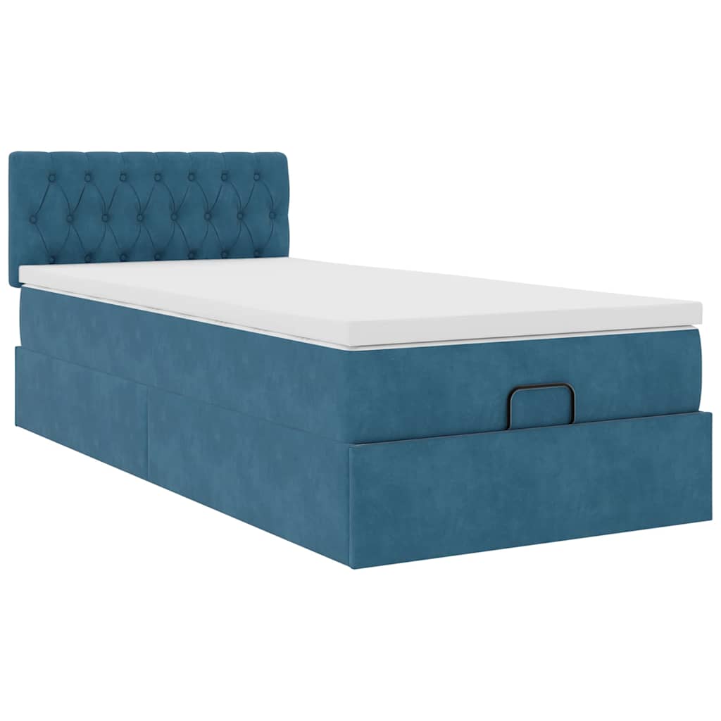 vidaXL Estructura de cama otomana con colchón terciopelo azul oscuro