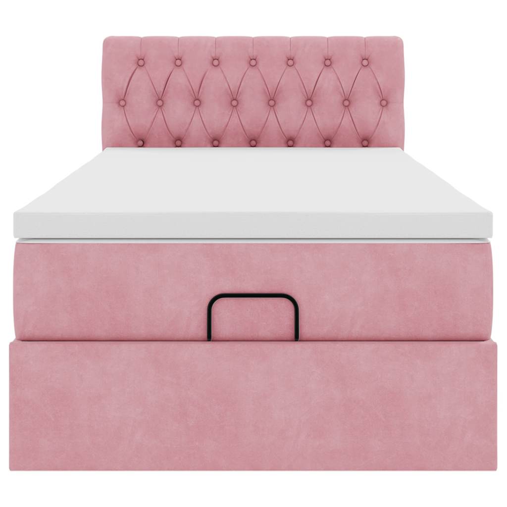 vidaXL Estructura cama otomana con colchón terciopelo rosa 90x190cm