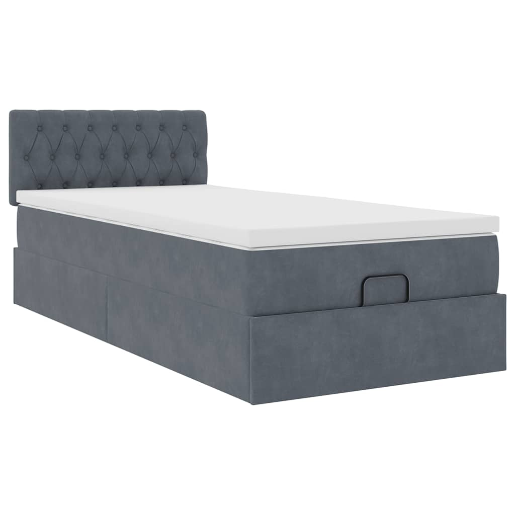 vidaXL Estructura cama otomana colchón terciopelo gris oscuro