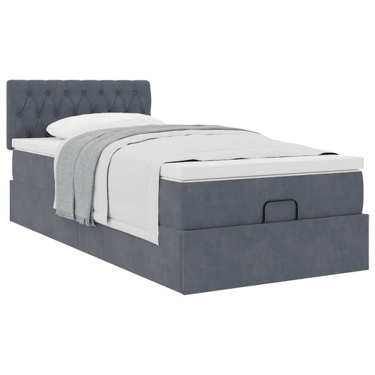 vidaXL Estructura cama otomana colchón terciopelo gris oscuro