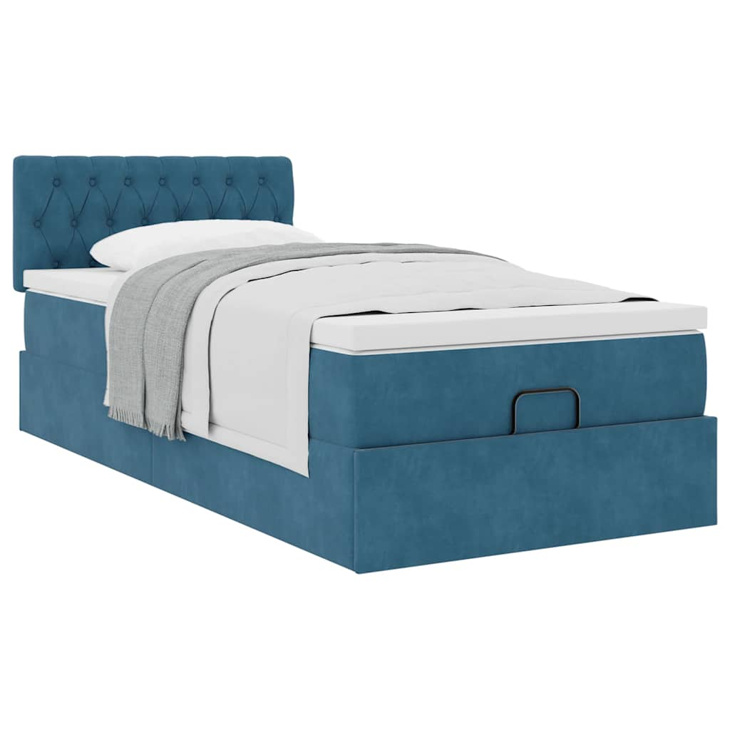 vidaXL Estructura de cama otomana colchón terciopelo azul oscuro