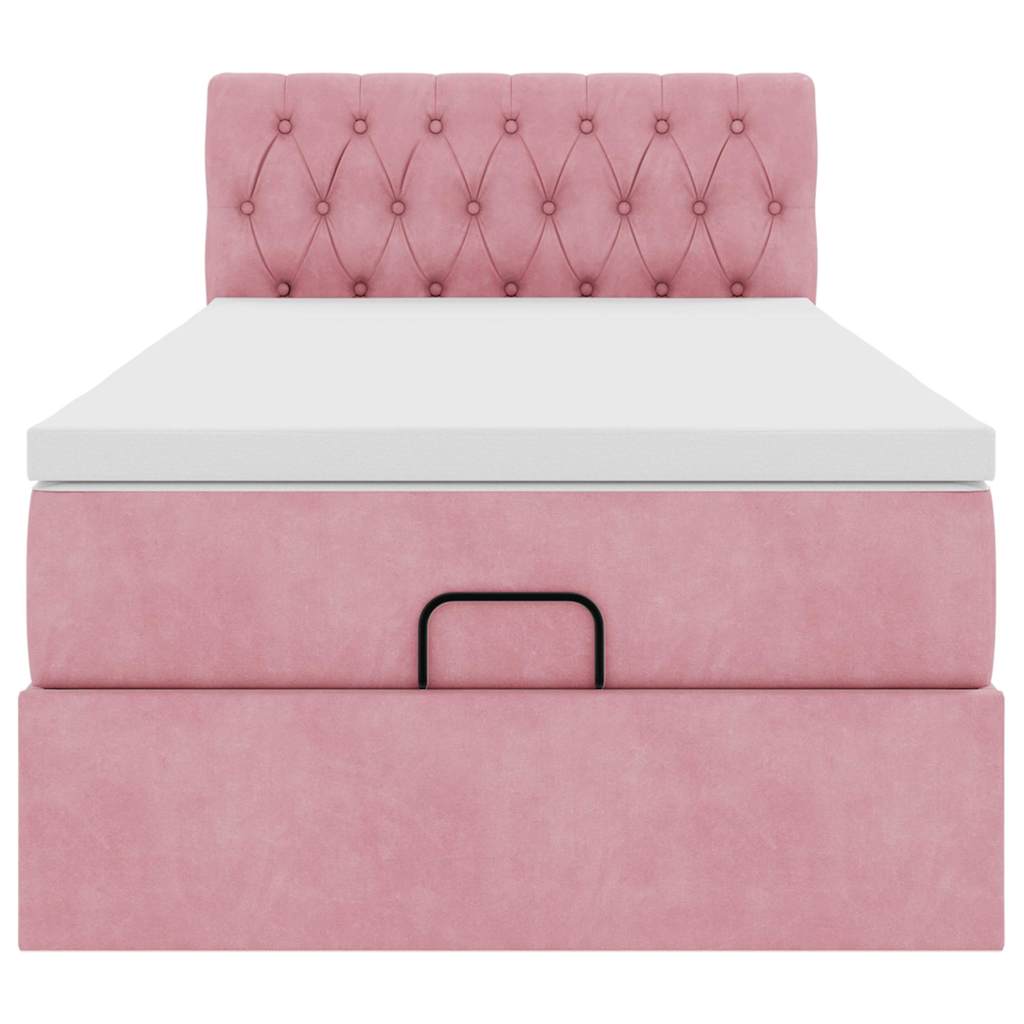 vidaXL Estructura de cama otomana colchón terciopelo rosa 90x200cm