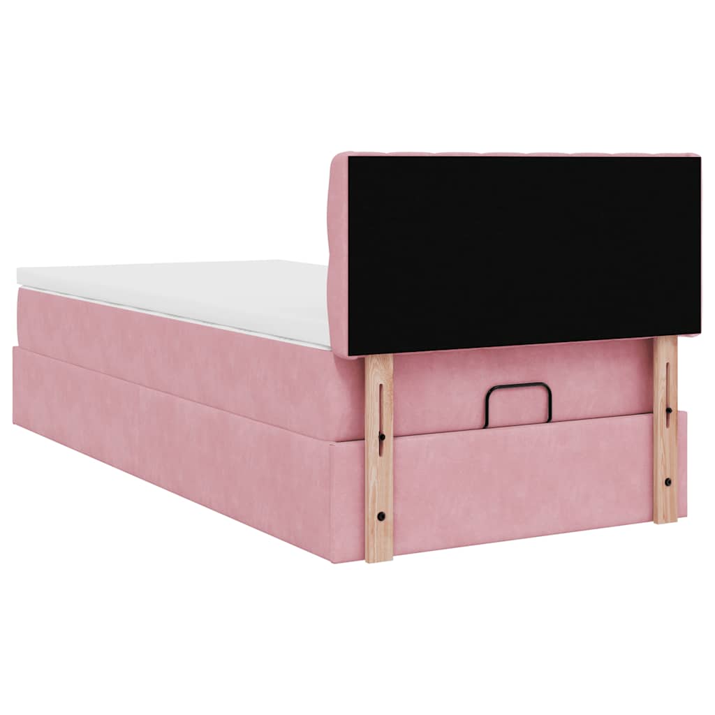 vidaXL Estructura de cama otomana colchón terciopelo rosa 90x200cm