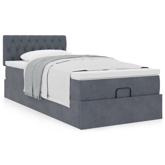 vidaXL Estructura cama otomana colchón terciopelo gris oscuro