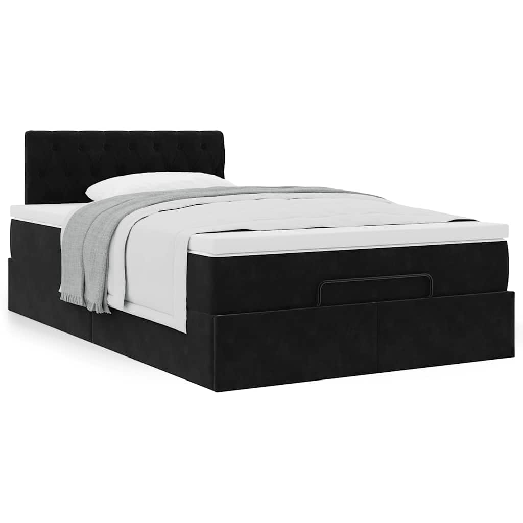 vidaXL Estructura de cama otomana colchón terciopelo negro