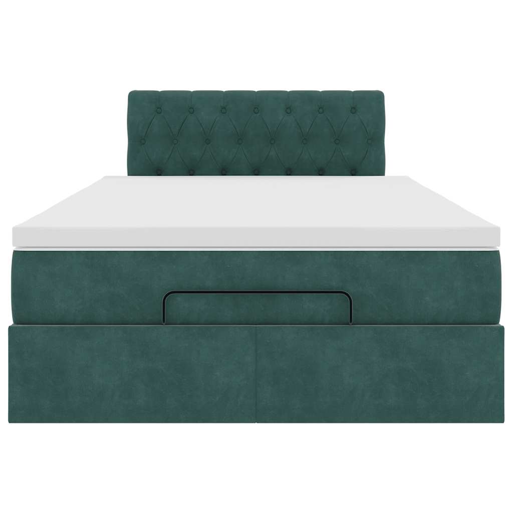 vidaXL Estructura de cama otomana colchón terciopelo verde oscuro