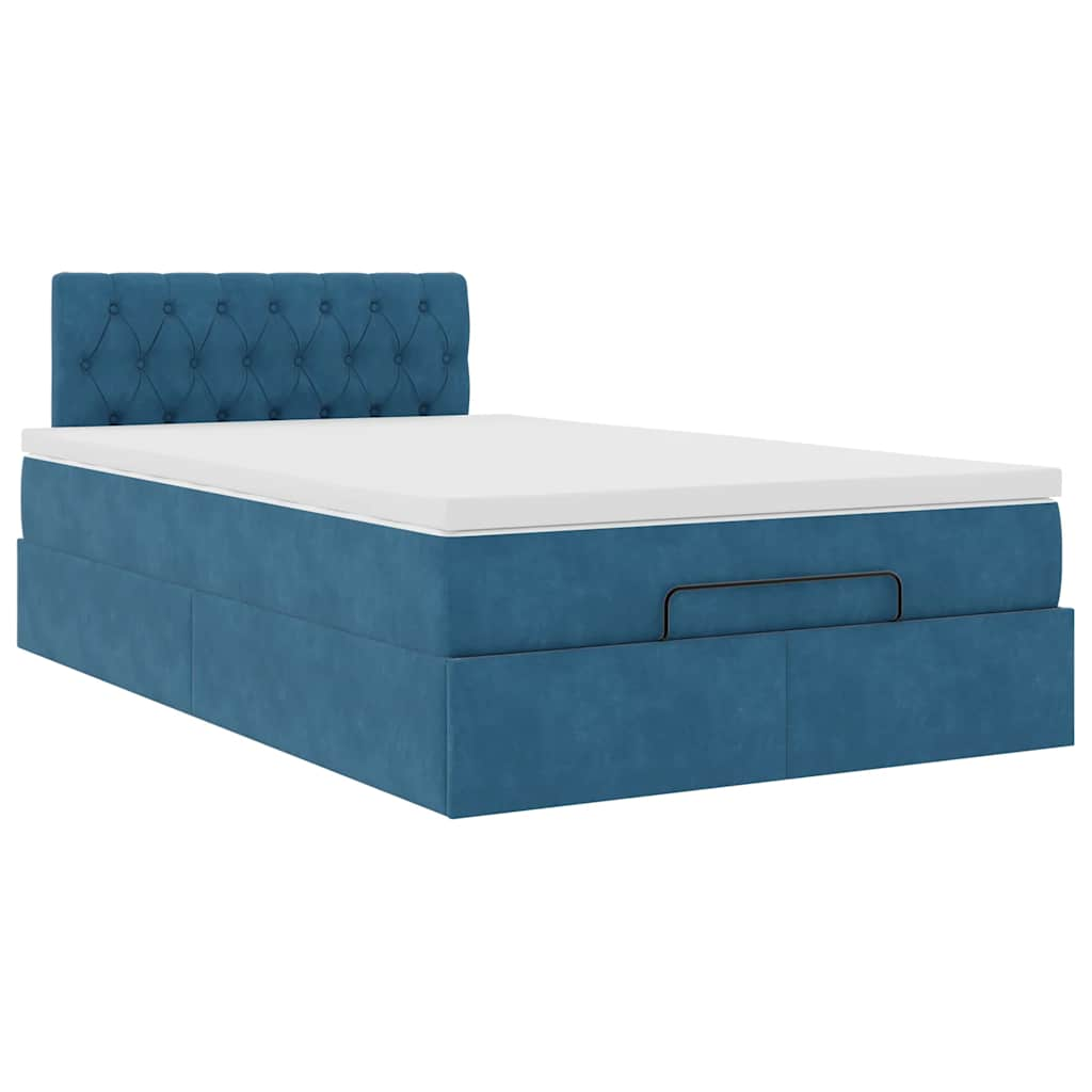 vidaXL Estructura de cama otomana colchón terciopelo azul oscuro