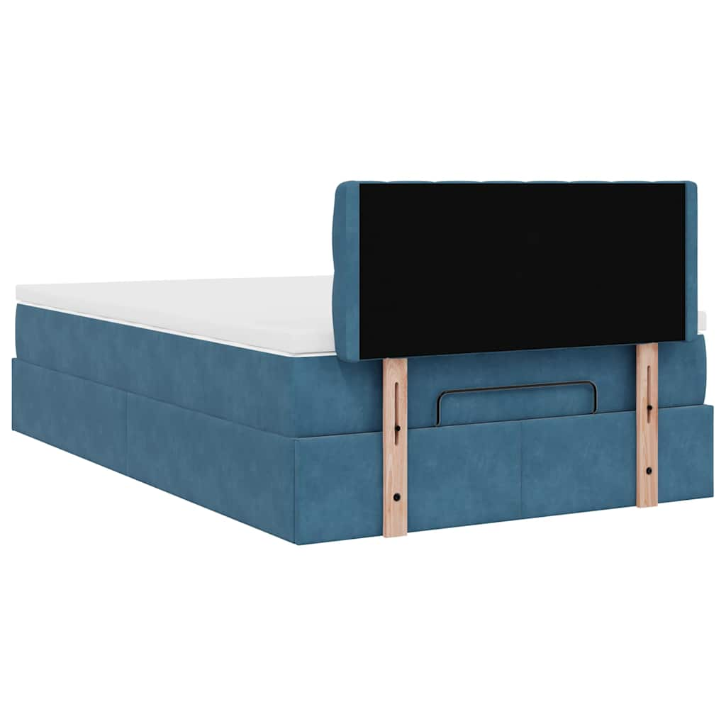 vidaXL Estructura de cama otomana colchón terciopelo azul oscuro