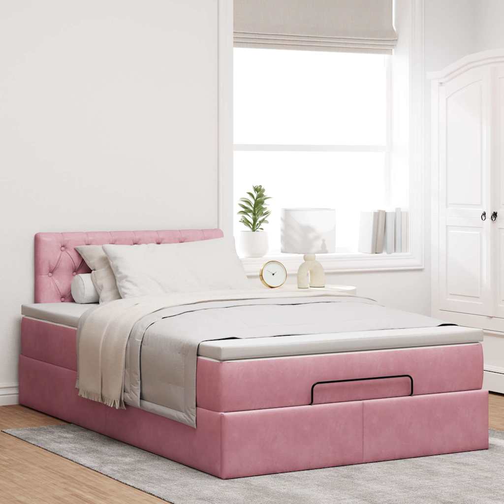 vidaXL Estructura cama otomana con colchón terciopelo rosa 120x190 cm