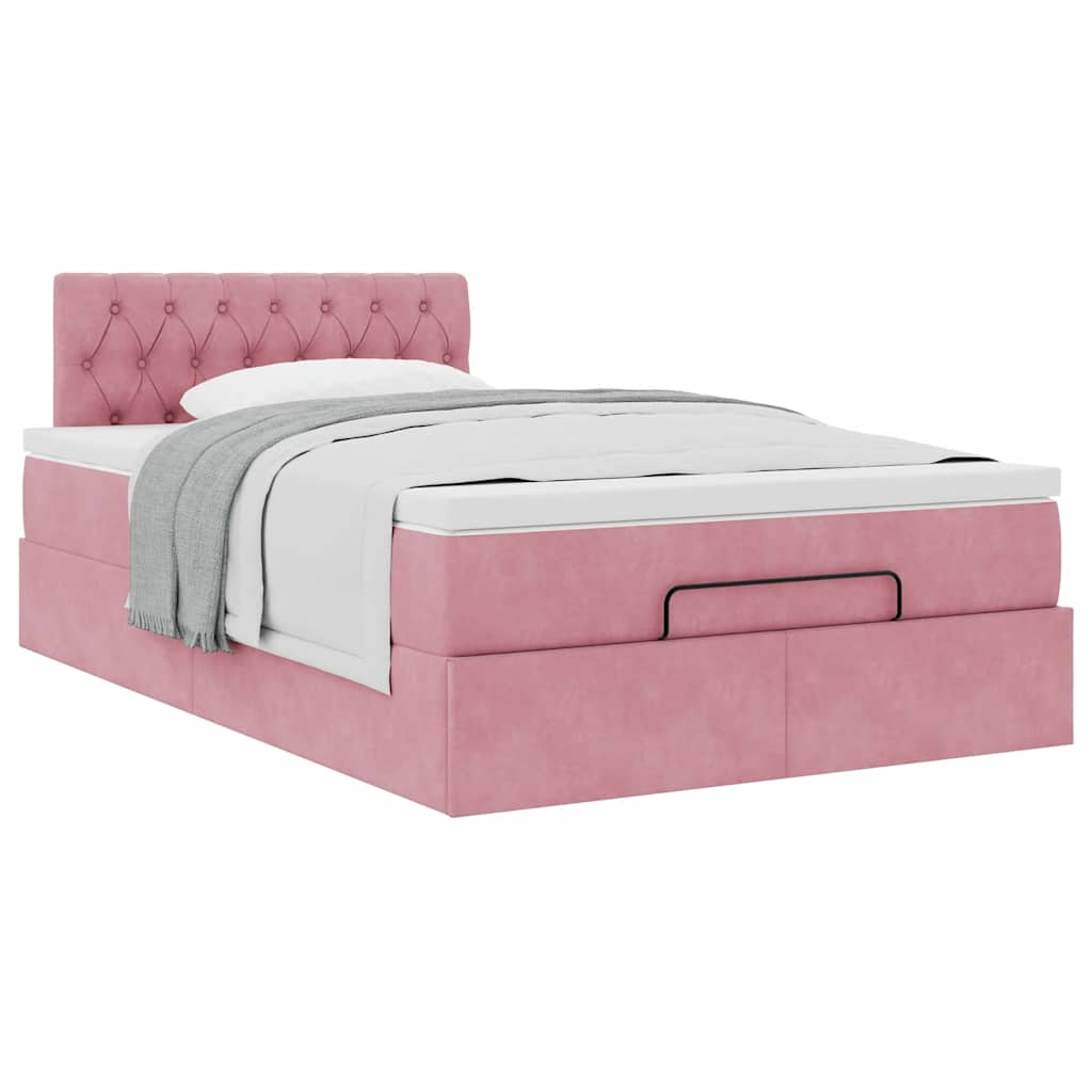 vidaXL Estructura cama otomana con colchón terciopelo rosa 120x190 cm