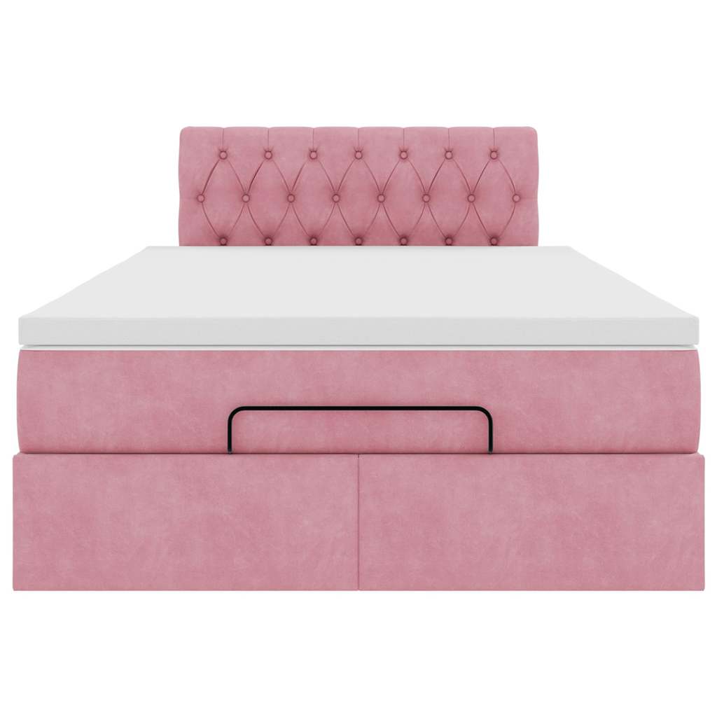 vidaXL Estructura cama otomana con colchón terciopelo rosa 120x190 cm