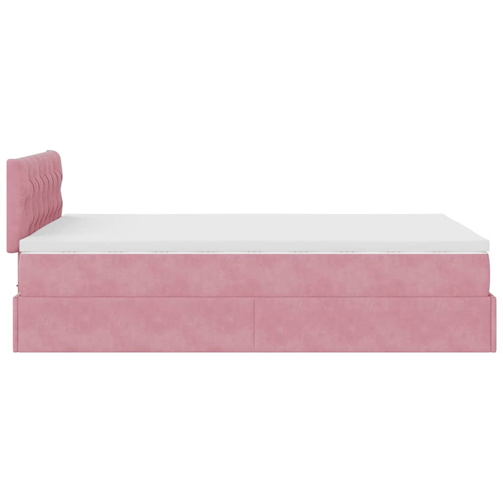 vidaXL Estructura cama otomana con colchón terciopelo rosa 120x190 cm