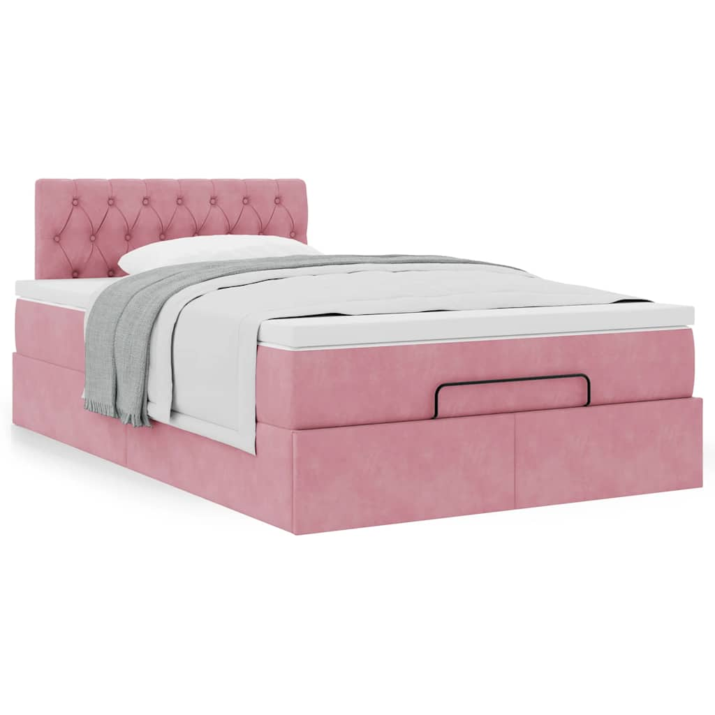 vidaXL Estructura cama otomana con colchón terciopelo rosa 120x190 cm