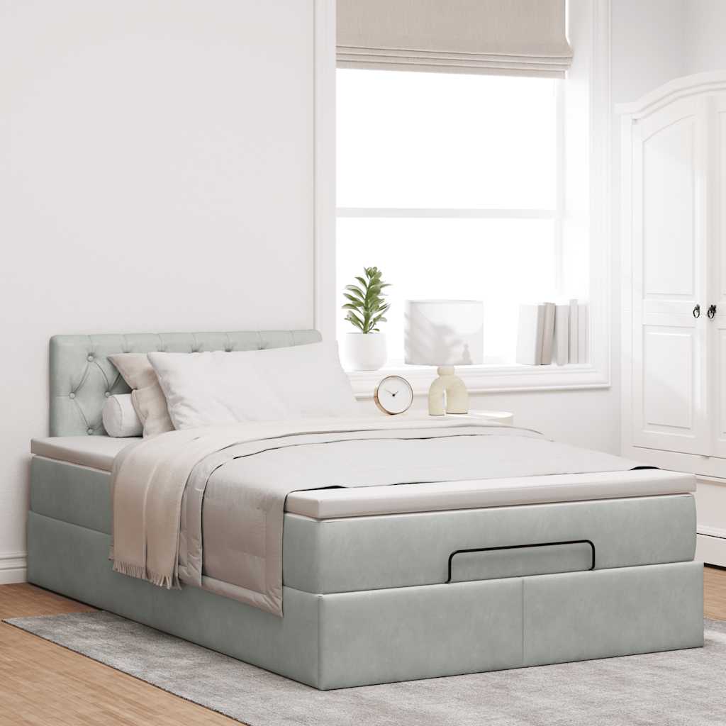 vidaXL Estructura cama otomana colchón terciopelo gris claro 120x200cm