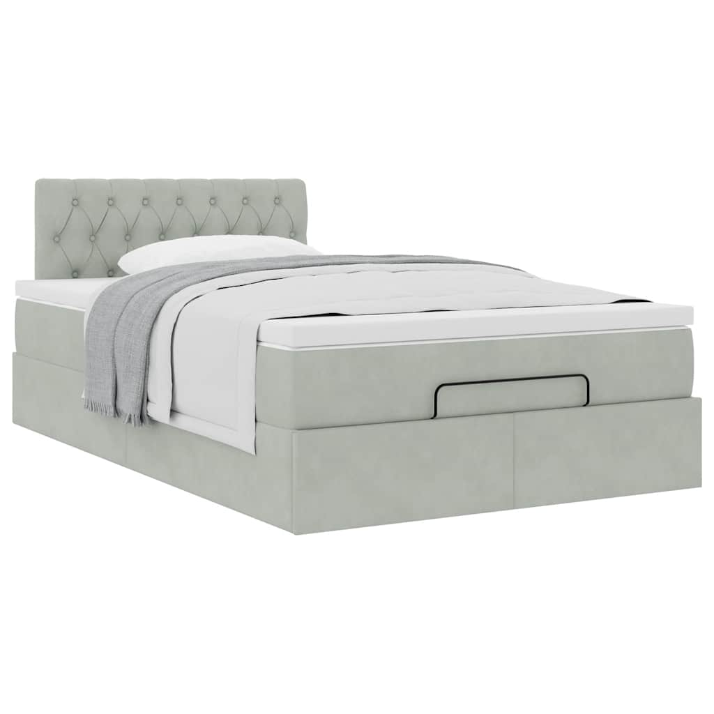 vidaXL Estructura cama otomana colchón terciopelo gris claro 120x200cm