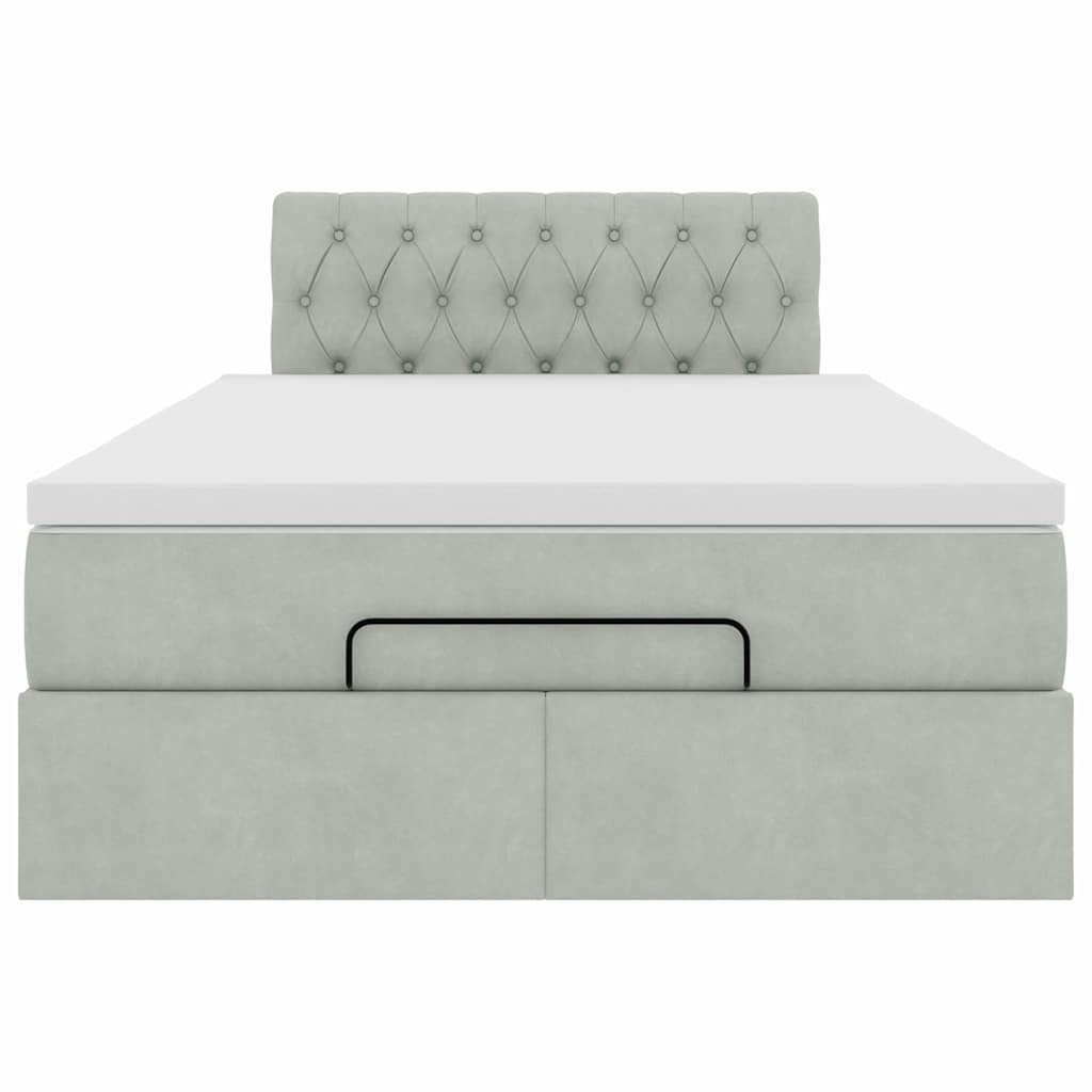 vidaXL Estructura cama otomana colchón terciopelo gris claro 120x200cm