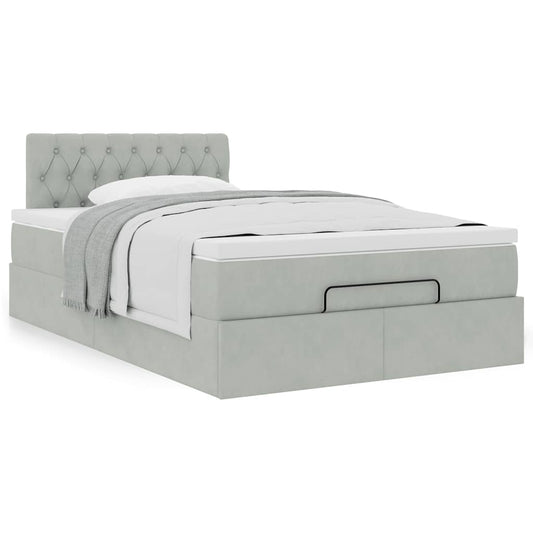 vidaXL Estructura cama otomana colchón terciopelo gris claro 120x200cm