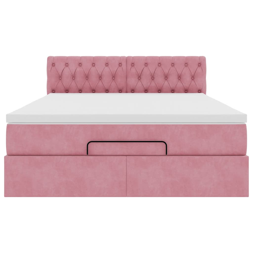 vidaXL Estructura cama otomana colchón terciopelo rosa 140x200cm