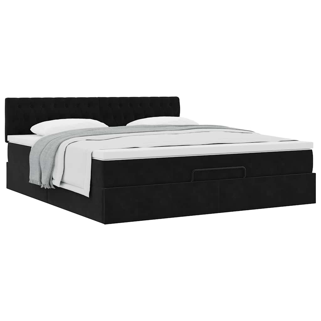 vidaXL Estructura de cama otomana con colchón negro 180x200cm