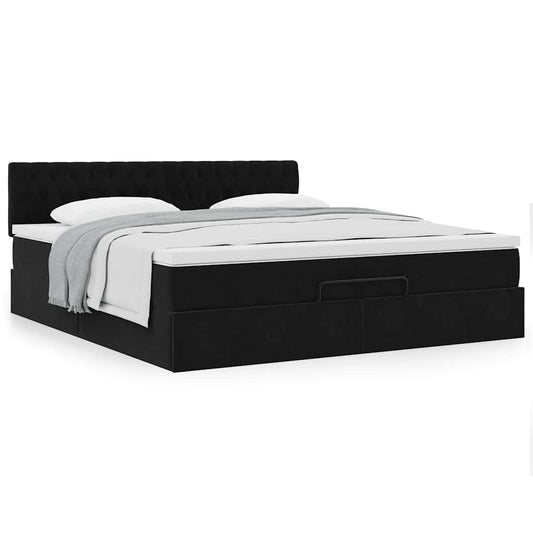 vidaXL Estructura de cama otomana con colchón negro 180x200cm