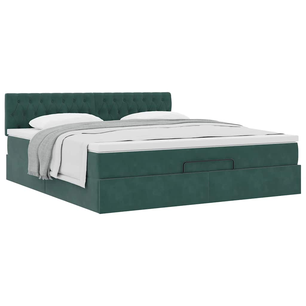 vidaXL Estructura de cama otomana con colchón verde oscuro 180x200 cm