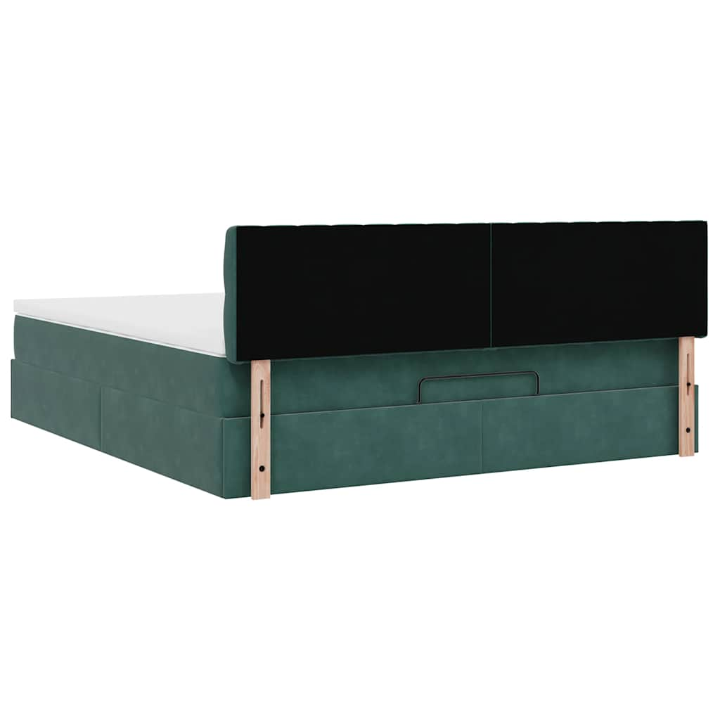 vidaXL Estructura de cama otomana con colchón verde oscuro 180x200 cm