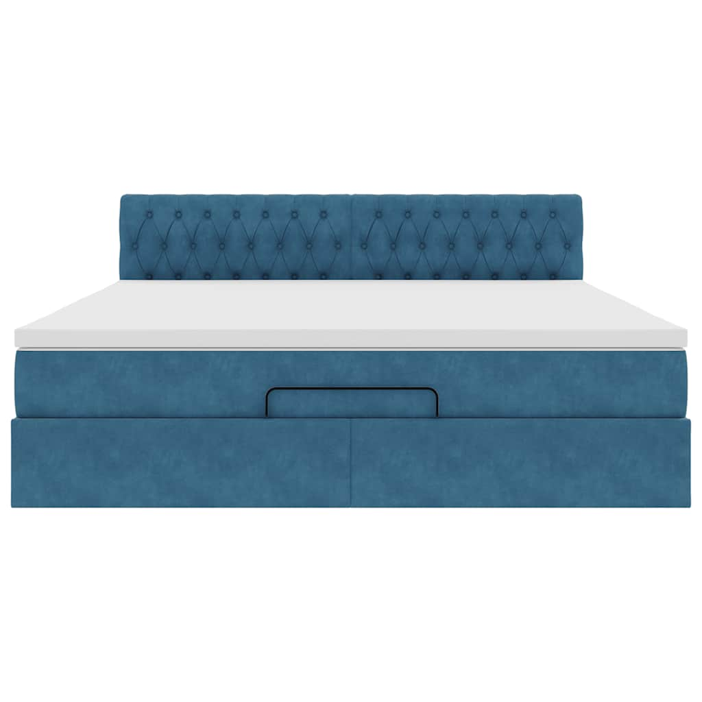 vidaXL Estructura de cama otomana colchón azul oscuro 180x200 cm