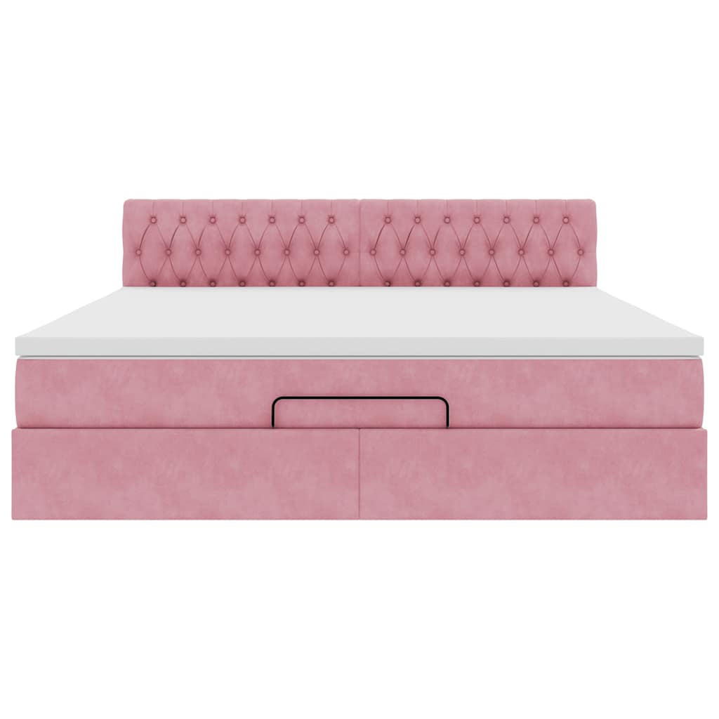 vidaXL Estructura cama otomana con colchón terciopelo rosa 180x200 cm