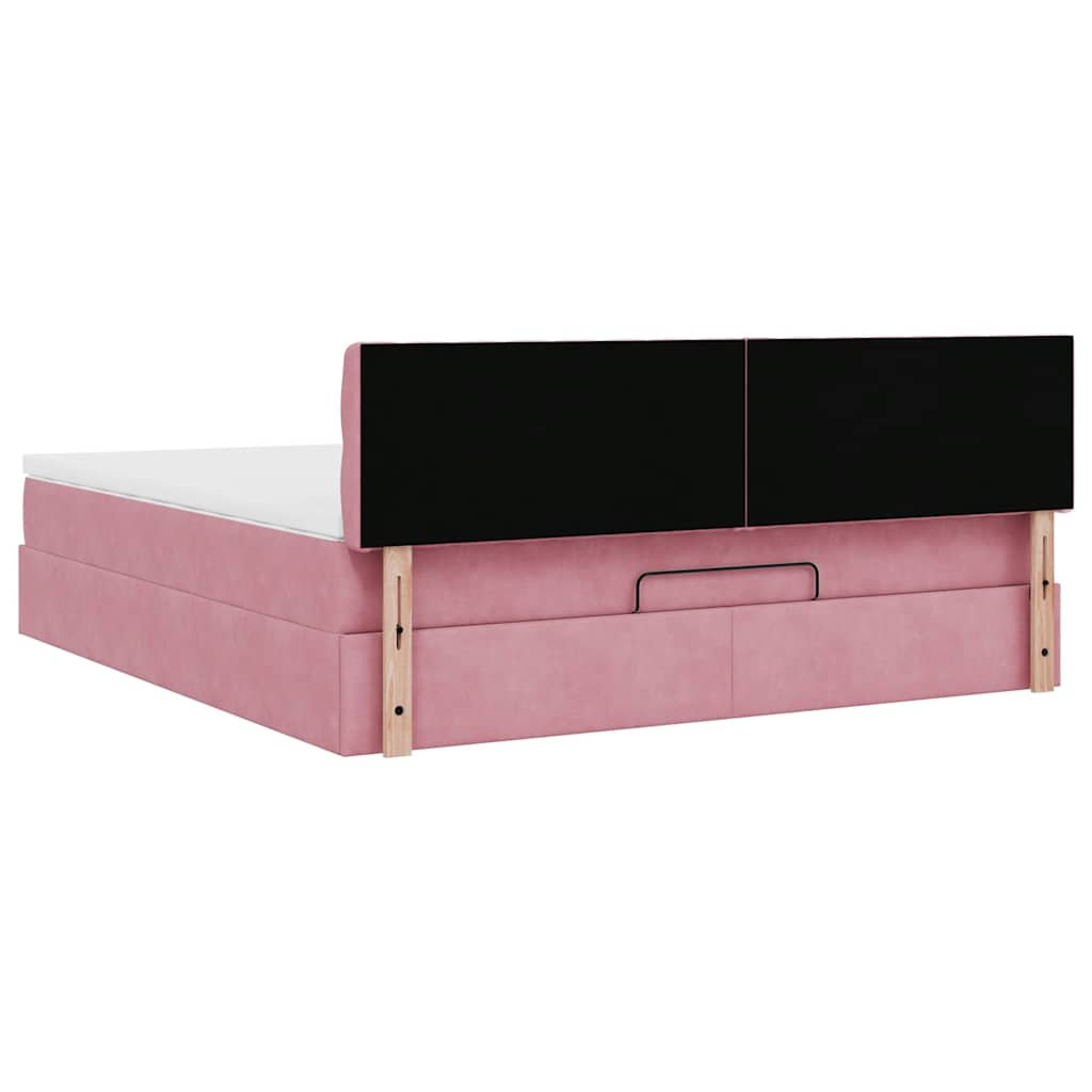 vidaXL Estructura cama otomana con colchón terciopelo rosa 180x200 cm